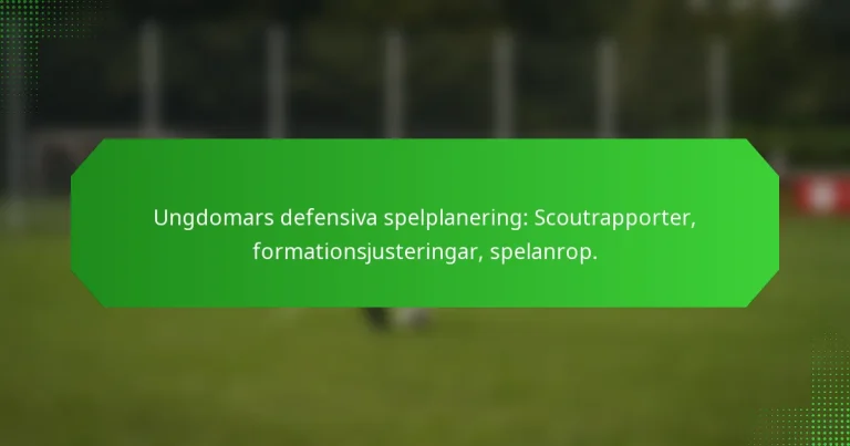Ungdomars defensiva spelplanering: Scoutrapporter, formationsjusteringar, spelanrop.