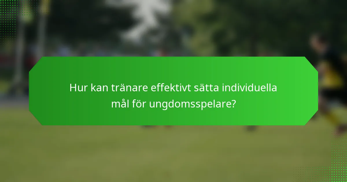 Hur kan tränare effektivt sätta individuella mål för ungdomsspelare?