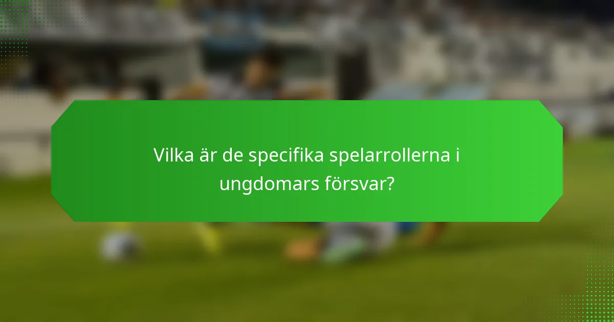 Vilka är de specifika spelarrollerna i ungdomars försvar?