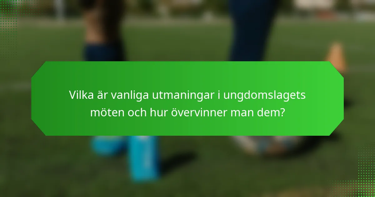 Vilka är vanliga utmaningar i ungdomslagets möten och hur övervinner man dem?
